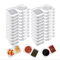 Double Compartment Condiment Container, 20pcs/set Plastic Reusable Snack Container with Lid, Sauce Storage Container for Snac...