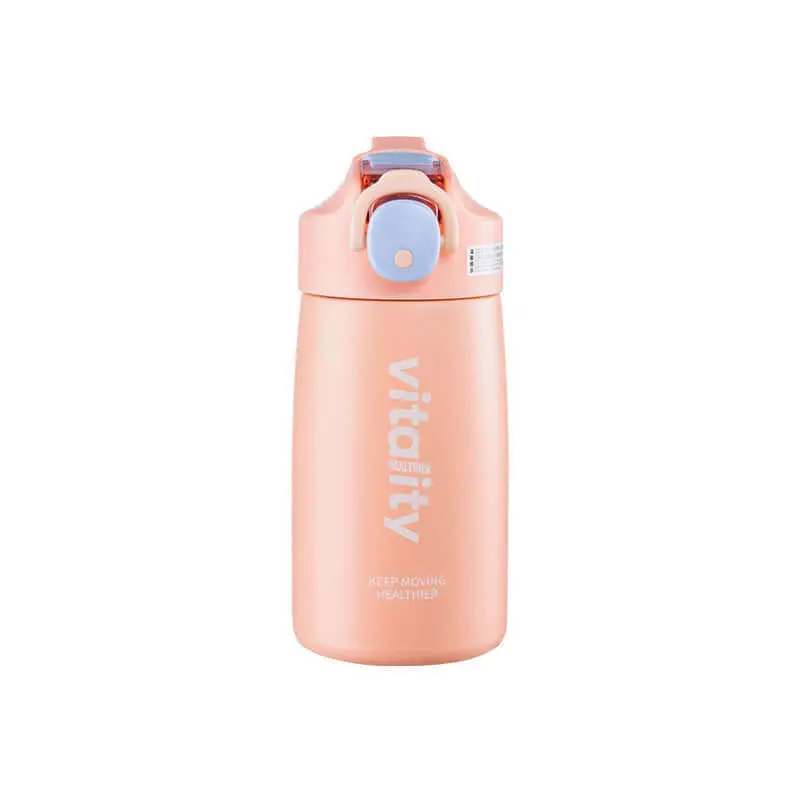 Large-capacity Simple Pop-lid Vacuum Flask, 304 Stainless Steel Sports Water Cup For Boys And Girls | Color: Light pink | Cap...