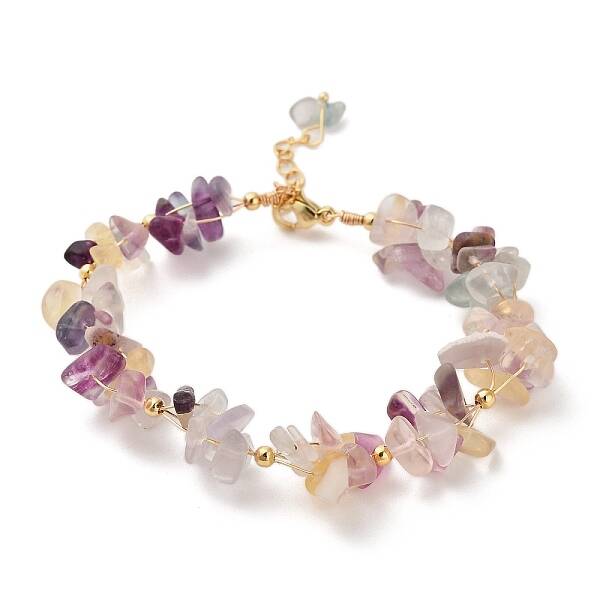 Natural Fluorite Chip Beaded Bracelets for Women