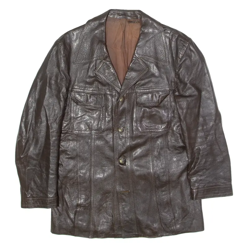 Mens Jacket Brown Leather 80s M