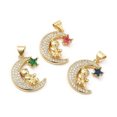Brass Micro Pave Cubic Zirconia Pendants