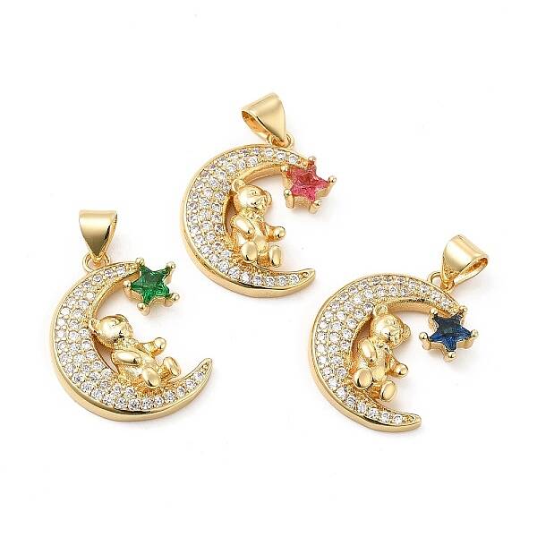 Brass Micro Pave Cubic Zirconia Pendants
