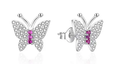 Agato Silver Butterfly Earrings with Zirconia AGT-E112PWF