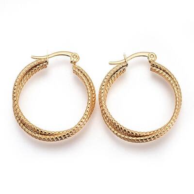 Ion Plating(IP) 304 Stainless Steel Triple Hoop Earrings