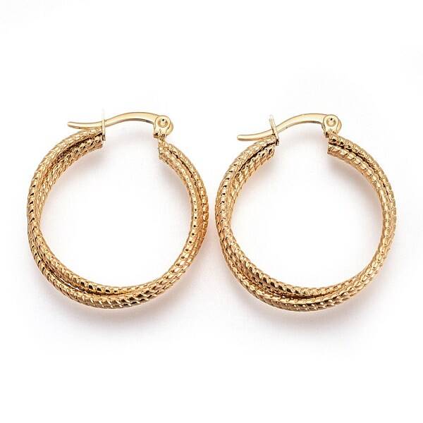 Ion Plating(IP) 304 Stainless Steel Triple Hoop Earrings