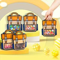 20Pcs Cartoon Backpack Goodie Bags Clear Gift Candy Bags with Handle Small Plastic Ziplock Seal Bags Smell Proof Resealable P...