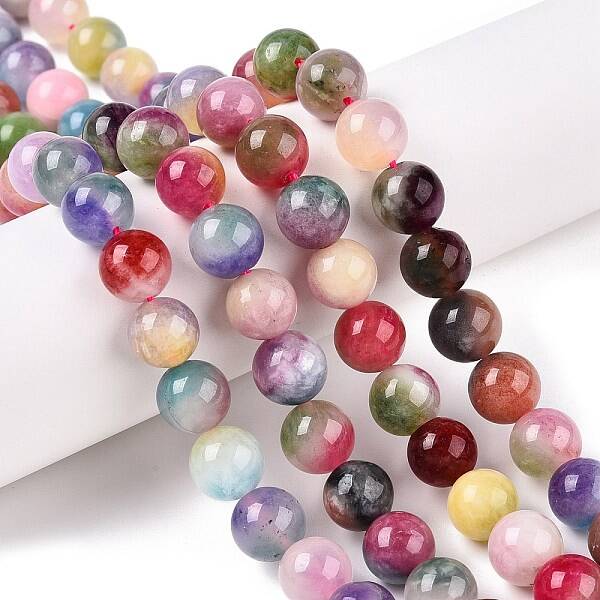 Dyed Natural White Jade Beads Strands