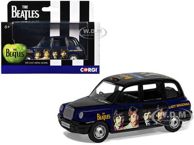 The Beatles London Taxi RHD (Right Hand Drive) Lady Madonna Black and Dark Blue with Graphics Diecast Model Car by Corgi