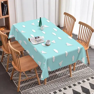 Aperturee Paper Airplanes Light Blue Sky Baby Shower Tablecloth, 52x70 Inch, 30.82 USD, rectangle tablecloths, ZJY04630-A