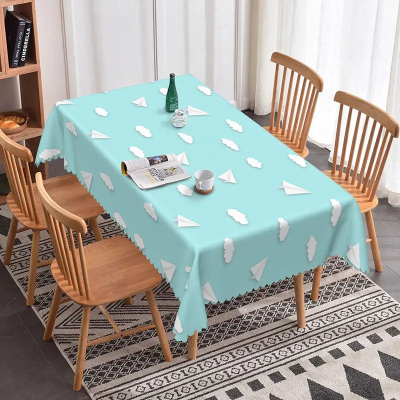 Aperturee Paper Airplanes Light Blue Sky Baby Shower Tablecloth, 52x70 Inch, 30.82 USD, rectangle tablecloths, ZJY04630-A