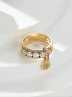 Artificial Zircon & Rhinestones Decorated Ring, Princess Ring, Cute Round Charm Decor Ring for Women, Fashion Jewelry for Par...