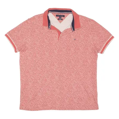 TOMMY HILFIGER Slim Fit Polo Shirt Pink Floral Short Sleeve Mens L