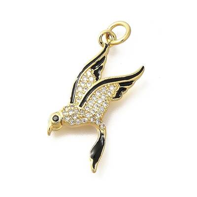 Brass Micro Pave Clear Cubic Zirconia Enamel Pendants