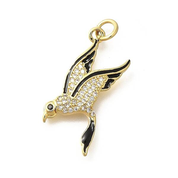 Brass Micro Pave Clear Cubic Zirconia Enamel Pendants