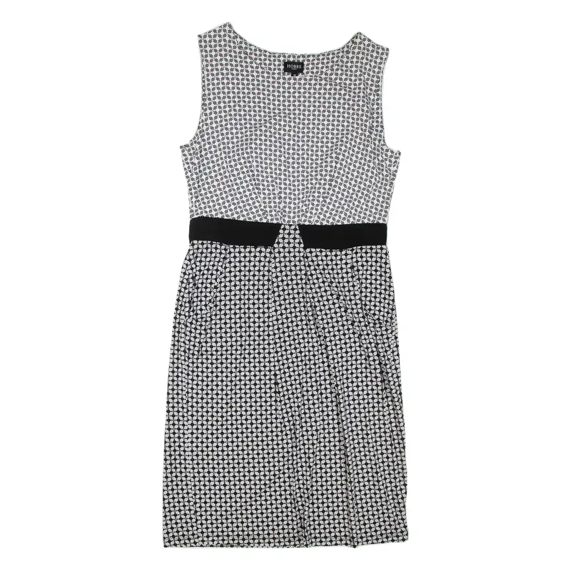 HOBBS LONDON Womens Day Dress White Viscose Geometric Sleeveless Knee Length M