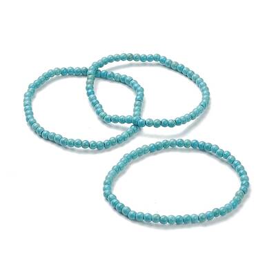 Synthetic Turquoise Beaded Stretch Bracelets