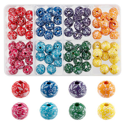 Printed Natural Wooden Beads