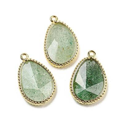 Natural Green Strawberry Quartz Faceted Pendants