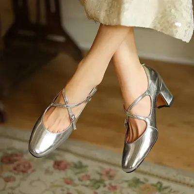 CHIKO Gracelyn Round Toe Block Heels Pumps Shoes