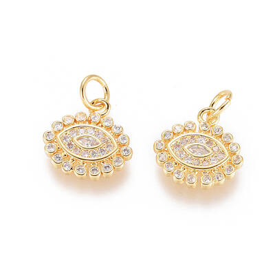 Brass Micro Pave Clear Cubic Zirconia Charms