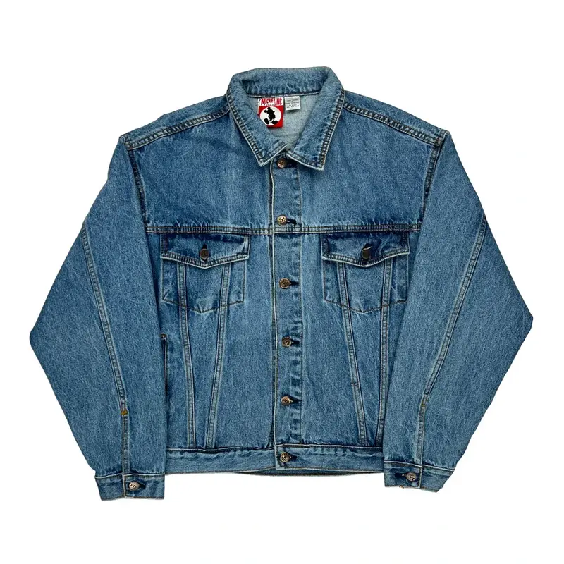 Mickey Inc Graphic Denim Jacket - Large Blue Cotton