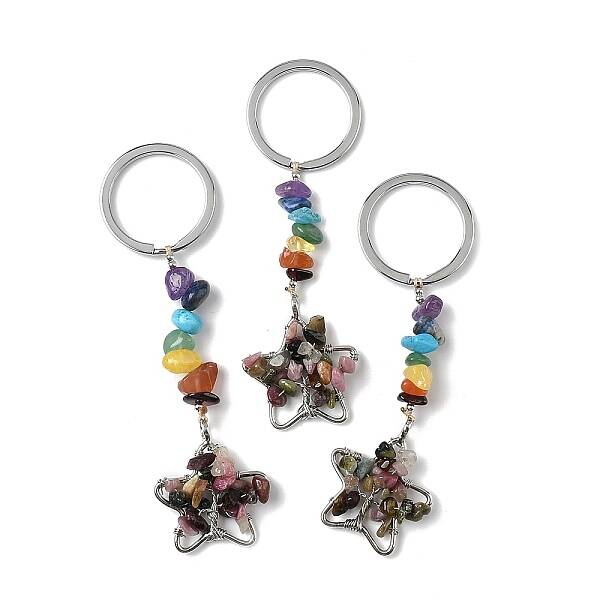 Star Brass Tourmaline Keychains