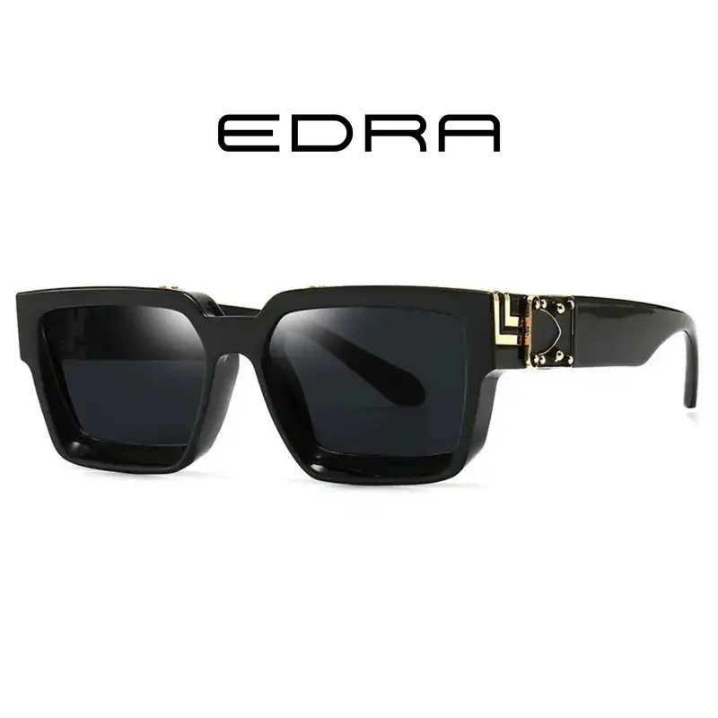 Fashion Luxury Brand Style Sunglasses, 100% UV Protection, Thick Square Frame, Women Unisex, Black and Gold Color Combination...