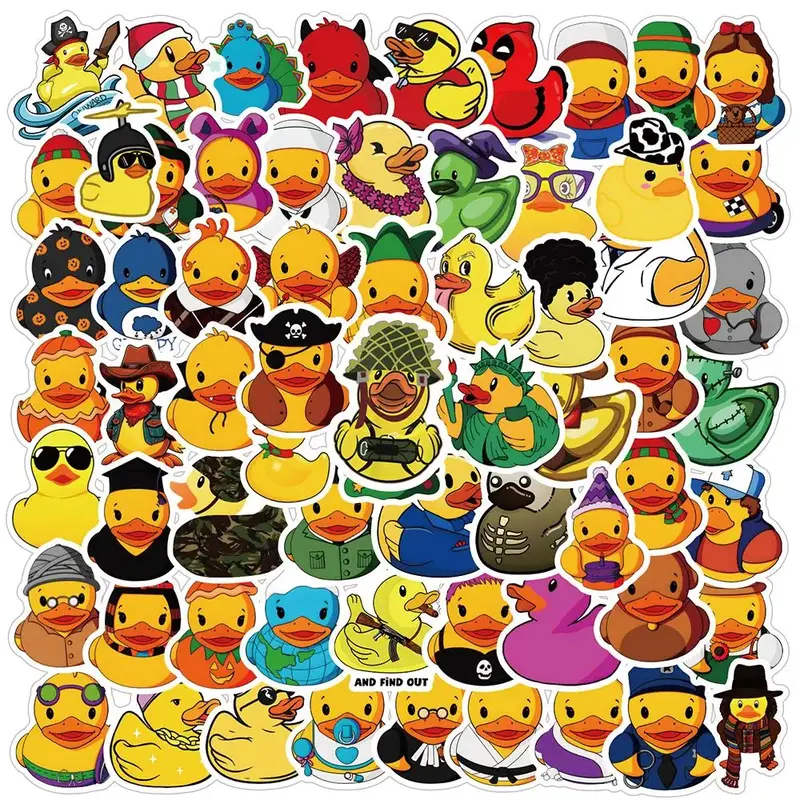 Duck Pattern Sticker, 71pcs/set Cute Cartoon Duck Sticker for Christmas Gift, Waterproof Self Adhesive Decor Paper for Gift ...
