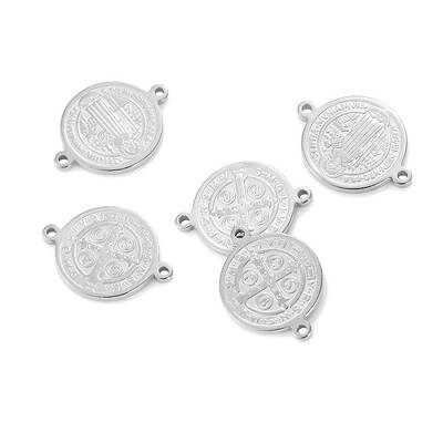 Anti-Tarnish Stainless Steel Flat Round Connector Charms