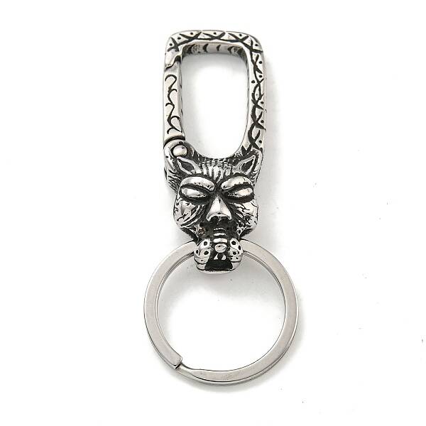 Tibetan Style 316 Surgical Stainless Steel Fittings with 304 Stainless Steel Key Ring