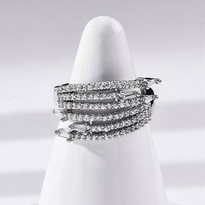 Brass Micro Pave Clear Cubic Zirconia Finger Rings