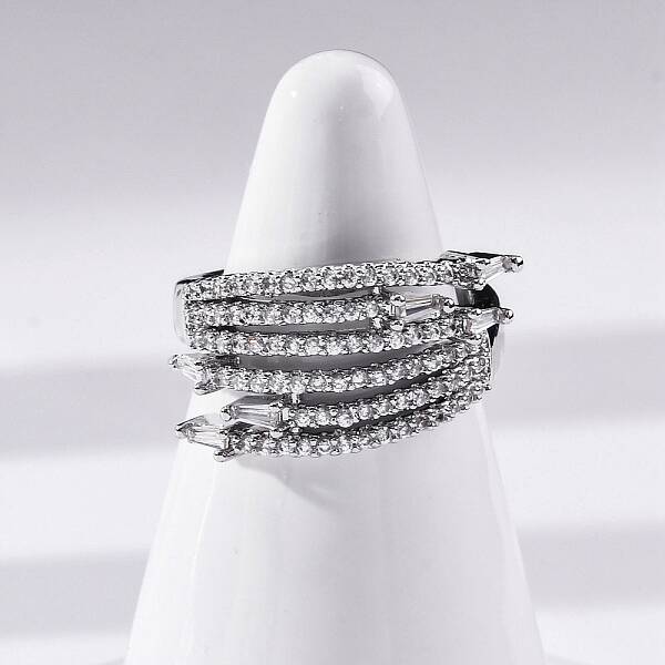 Brass Micro Pave Clear Cubic Zirconia Finger Rings