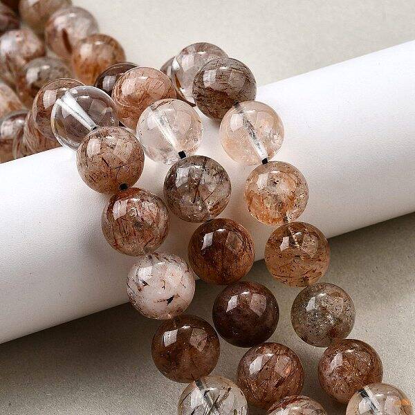 Natural Black Gold Rutilated Quartz Beads Strands