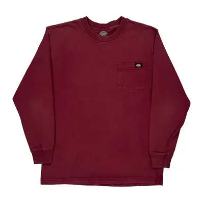 Dickies Long Sleeve T-Shirt - Medium Burgundy Cotton