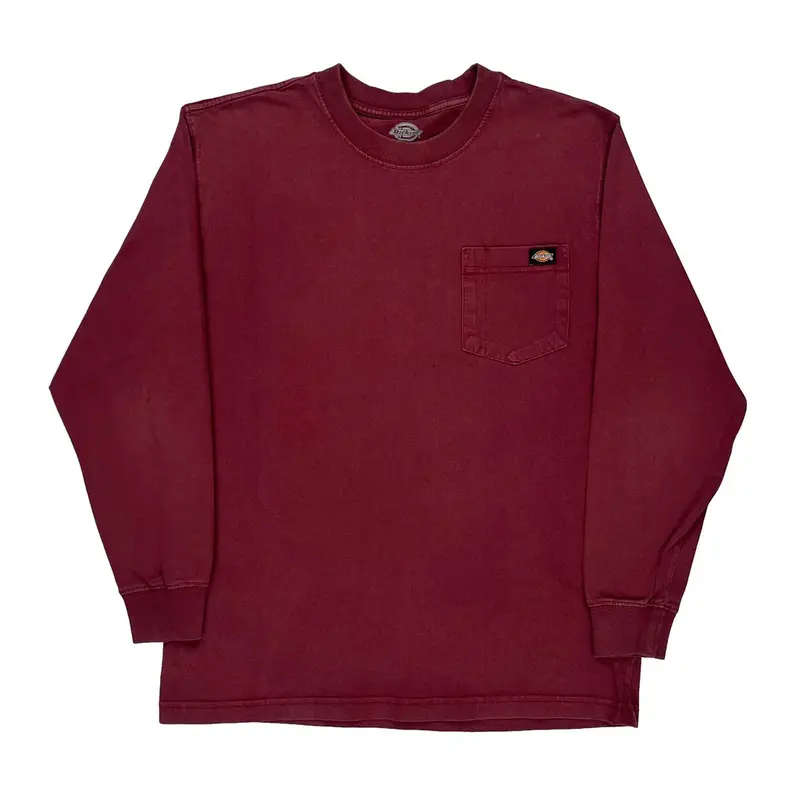 Dickies Long Sleeve T-Shirt - Medium Burgundy Cotton