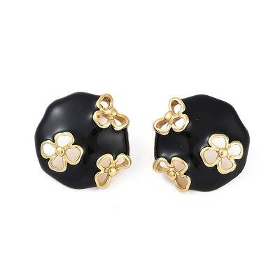 Ion Plating(IP) 304 Stainless Steel Flower Stud Earrings
