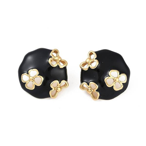 Ion Plating(IP) 304 Stainless Steel Flower Stud Earrings