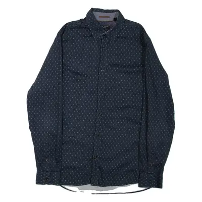 TED BAKER Mens Shirt Blue Geometric Long Sleeve S