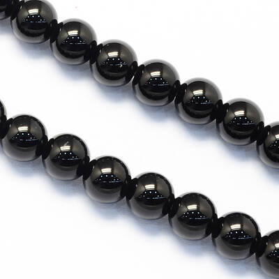 Round Natural Black Onyx Stone Beads Strands