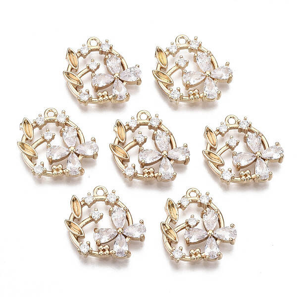 Brass Micro Pave Cubic Zirconia Pendants