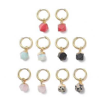 Gemstone Polygon Dangle Earrings