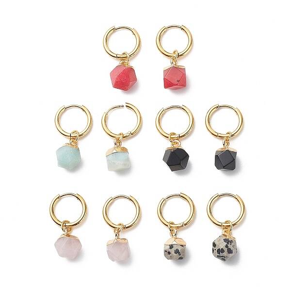 Gemstone Polygon Dangle Earrings