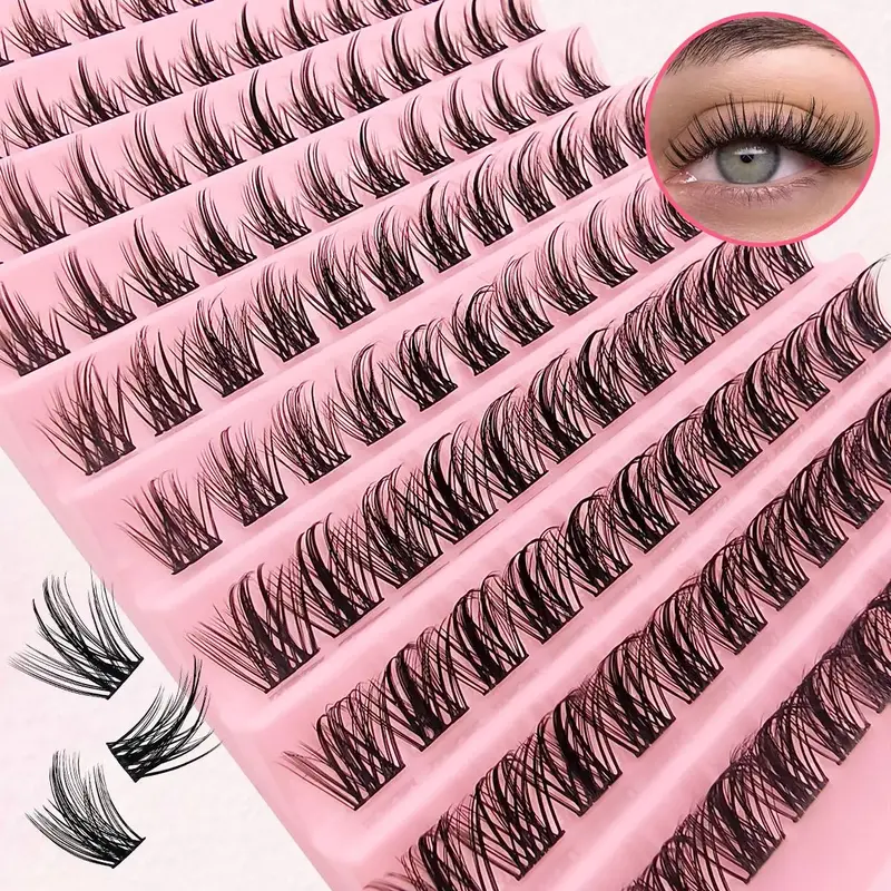 8-16mm Diy Eyelash, Thick & Curly Wispy Eyelash Clusters, Natural Look Eyelash Extensions Fake Lash Kit, Individual False Eye...