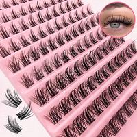 8-16mm Diy Eyelash, Thick & Curly Eyelashes, Natural Look Eyelash Extensions Fake Lash Kit, Individual False Eyelash Clusters...