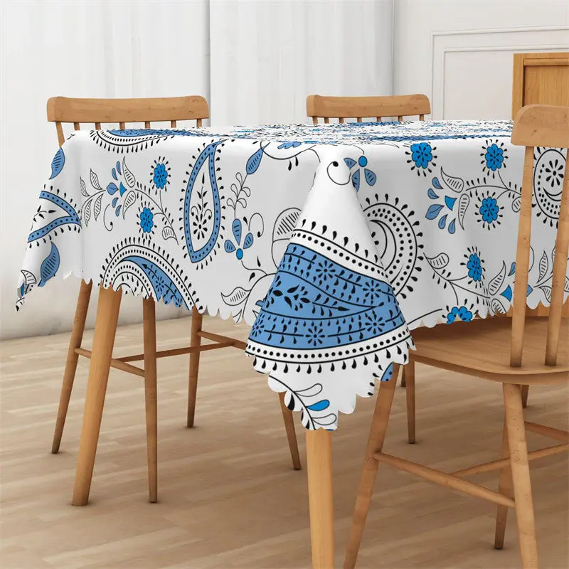 Repeat Abstract Floral Leaf Rectangle Tablecloth - Aperturee