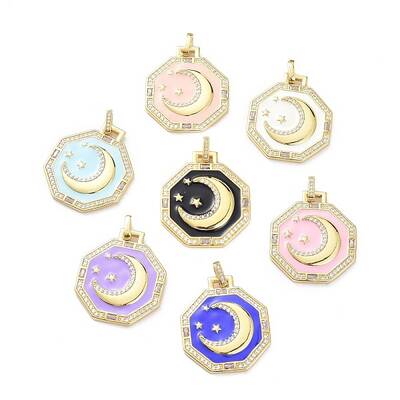 Brass Micro Pave Cubic Zirconia Pendants
