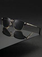 Summer Unisex  Simple Style Plain Color Square Sunglasses, Casual Trendy Glasses for Women & Men for Everyday Use, Fashion Su...