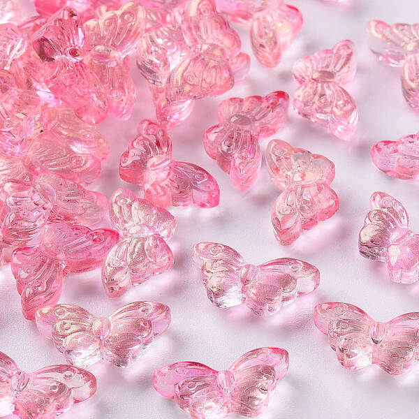 Transparent Spray Painted Glass Beads