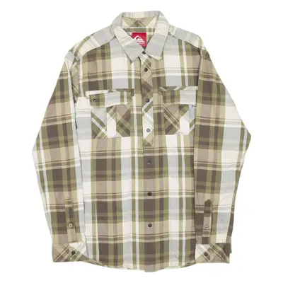 QUIKSILVER Mens Shirt Green Check Long Sleeve L