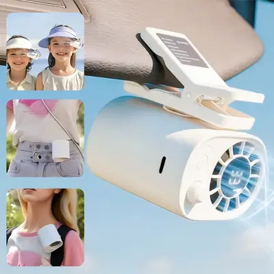 Upgraded 3-in-1 Neck-mounted Fan, Suitable For Hiking, Driving And Office Use, 100 Speed Adjustment, LED Display, 360° Rotat...